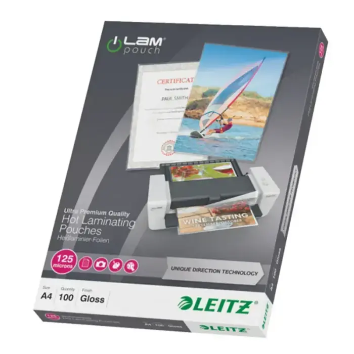 LEITZ laminēšanas kabatiņas, A4, 216x303 mm, 125 mikroni, UDT, 100 gab./iepakojumā