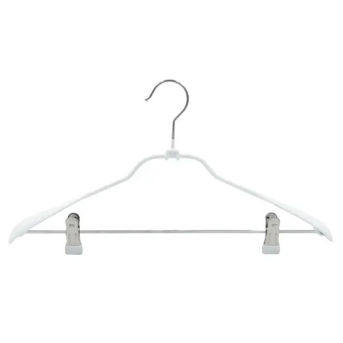 Clothes rack, metal with clips, PVC-coated, white