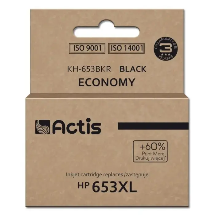 Actis KH-653BKR tint (asendab HP 653XL 3YM75AE; Premium; 20ml; 575 lehekülge; must)