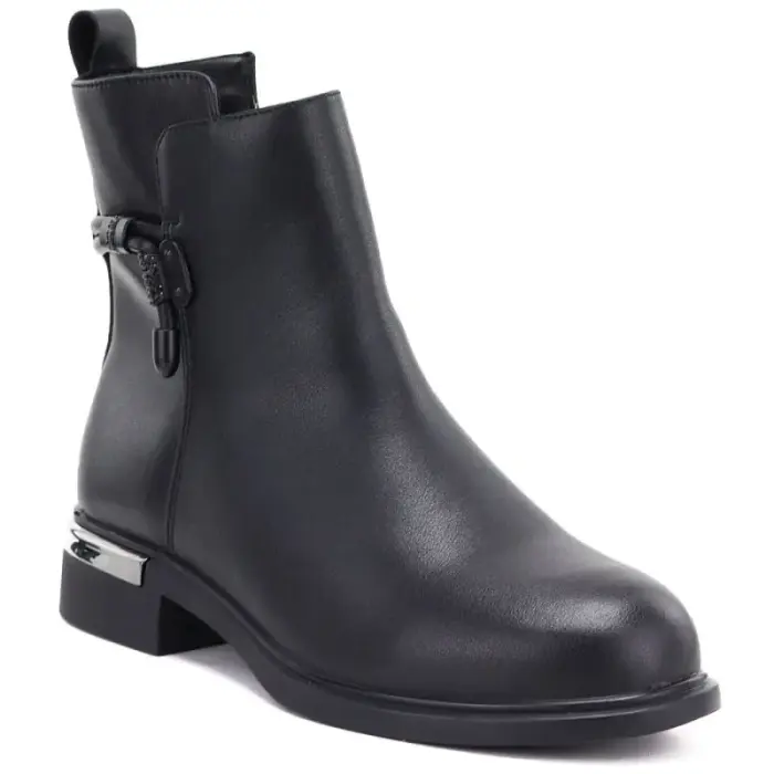 Sieviešu black leather ankle zābaki D&A S.Barski MK62-7025 - Buty: 38