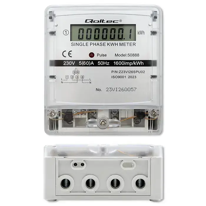Qoltec Single-phase electronic meter | Energy consumption meter | 230V | LCD Photo