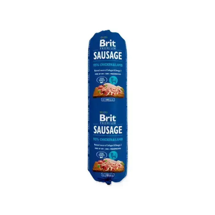 Brit Premium Sausage Chicken & Lamb — complete wet food for dogs with chicken and lamb, 800 g