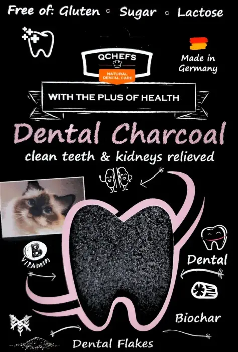 QCHEFS kačių skanėstas su aktyvuota anglimi Dental Charcoal 70 g