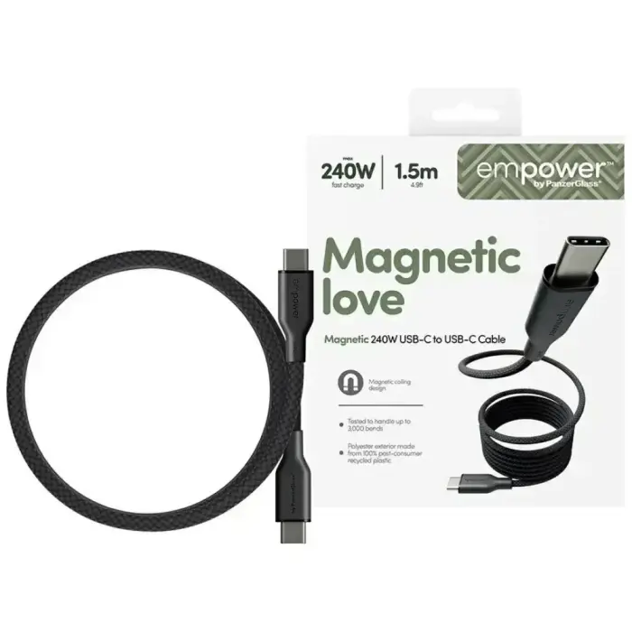 Empower by PanzerGlass Magnetic Cable 240W USB-C to USB-C 1.5m Black