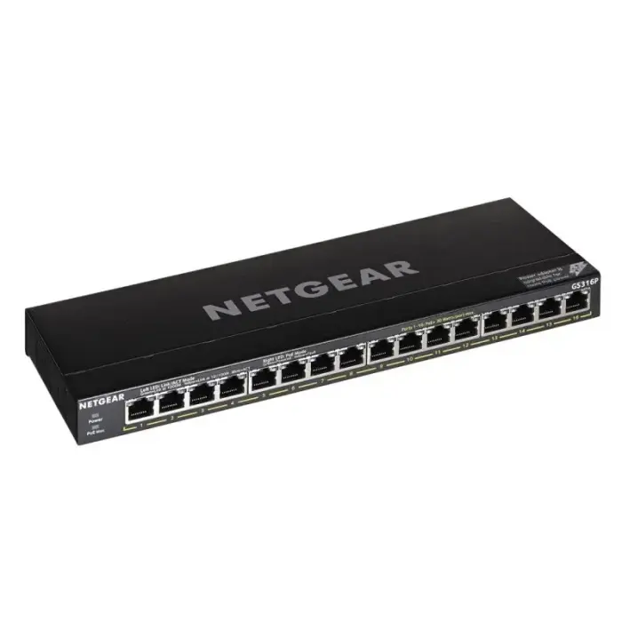 Switch Netgear GS316P-100EUS 16p PoE 115W* (PoE+: 16p) Unmanaged Gigabit