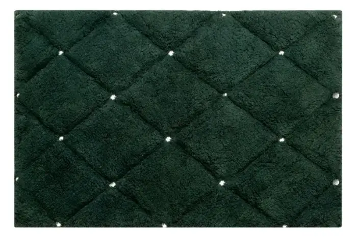 Eurofirany Chic 2 Dark Green Cotton Rug 60x90 with Crystals, Glamour Style