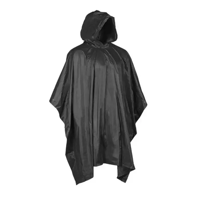 Mil-Tec Lightweight Rain Poncho – PVC – Black – One Size
