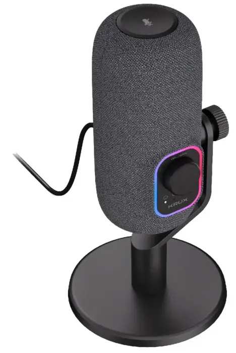 Krux mikrofonas Empy / stalinis mikrofonas / RGB / 4 směrové charakteristiky / 3,5mm jack / USB-C / juodas