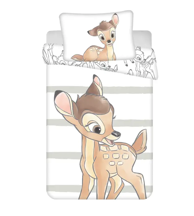 Kokvilnas gultas veļas komplekts 100x135 cm Bambi Fawn Stripes