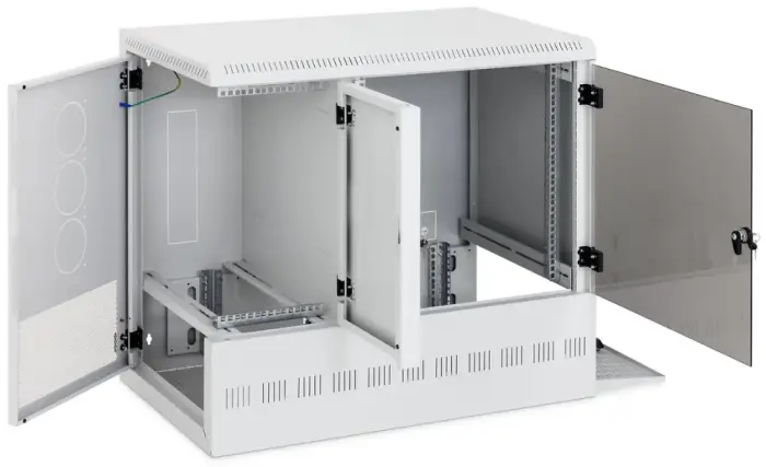 Triton 19' serveru skapis sienas 12U/900x540mm + 3U,server vpravo RAL7035