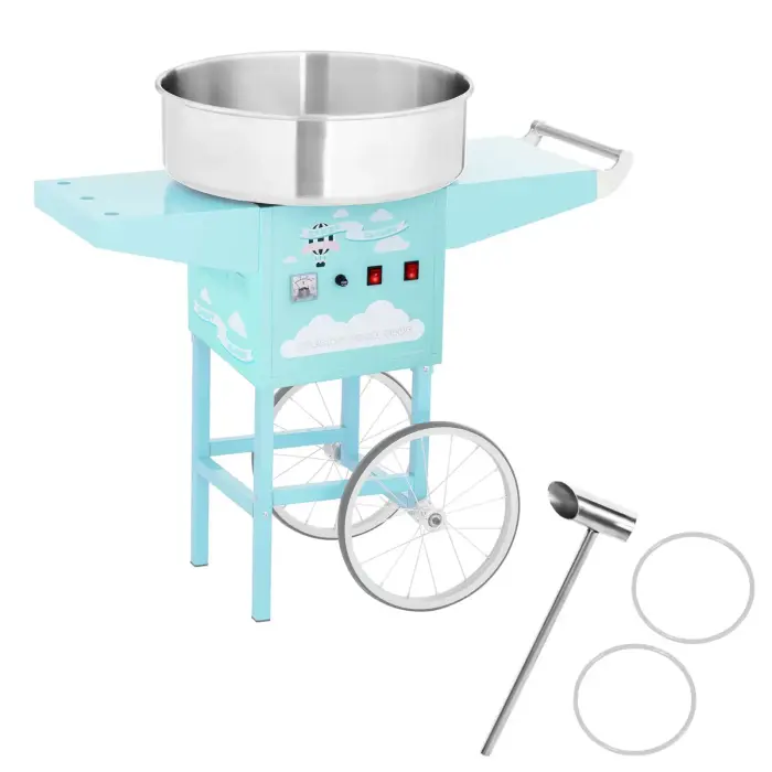 Mobile Cotton Candy Machine, Turquoise, 520 mm Bowl Diameter + Sugar Scoop