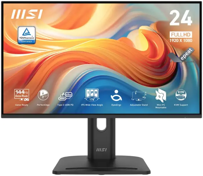 MSI PRO MP245PHG E14/ 24"/ 1920x1080/ IPS/ 4ms/ 144Hz/ 300cd/m2/ 1500:1/ HDMI/ DP/ USB/ USB-C/ VESA/ чёрный