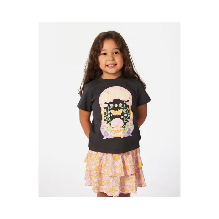 RIP CURL Rainbow Tropics Art Tee - Girl Black - Rozmiar: 3-4