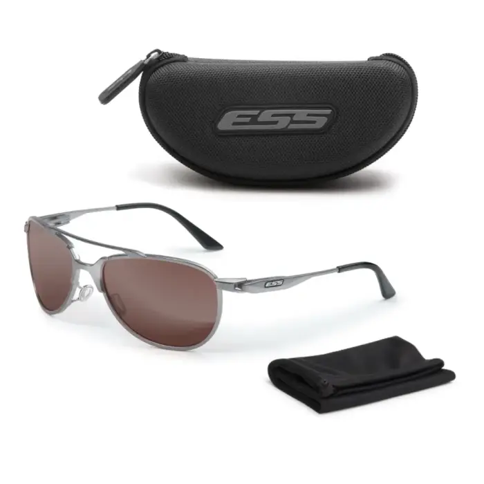 ESS InVINCEible Aviator ballistiskās saulesbrilles – Gunmetal – spoguļstikls Whiskey