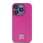 DKNY PU Leather Repeat Pattern Stack Logo MagSafe Case for iPhone 15 Pro Pink — Photo 1