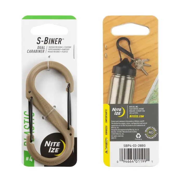 Nite Ize S-Biner #4 plastmasas karabīne – Coyote