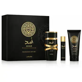 Lattafa Perfumes Asad Dárková sada EDP 100 ml, miniaturka 12 ml a sprchový gel 100 ml
