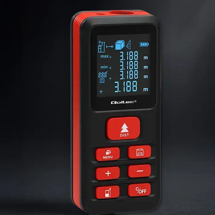 Qoltec Precise digital laser distance meter with an electronic level | LCD with backlight | 50m Photo