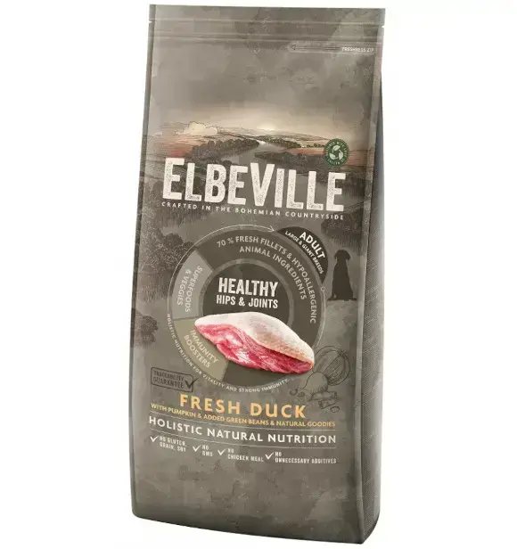 Sausā barība suņiem - ELBEVILLE Adult Large Fresh Duck Healthy Hips and Joints 11,4 kg
