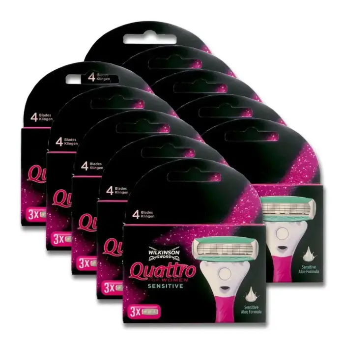 Wilkinson Sword Quattro for Women Sensitive Blades - 3 Pack in Black