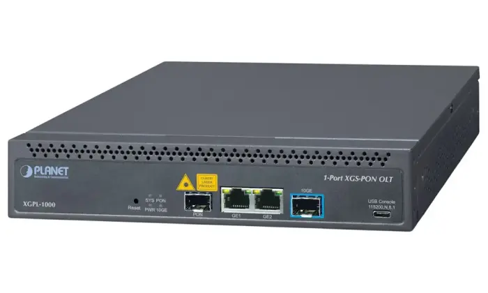 Planet GPON, 10G XGS-PON OLT, 2 GbE, 10G SFP+, 1 AC + 1 DC (G.984/G.988, 128 ONUs)