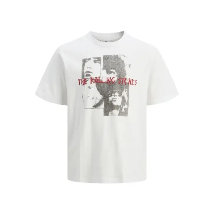 Jack&Jones marškinėliai Rolling Stones JPRBLUSTONES trumpomis rankovėmis marškinėliai 12284292 WHITE, dydis L
