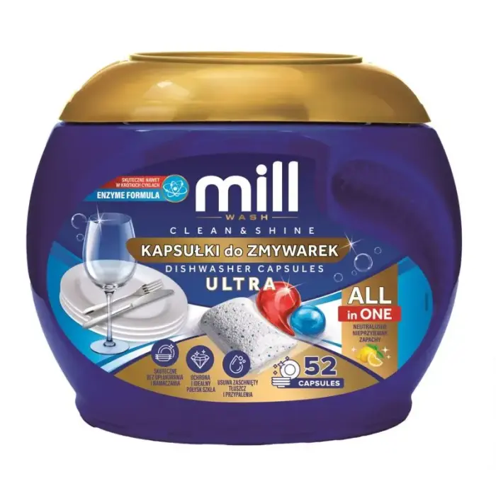 MILL CLEAN&SHINE Ultra nõudepesumasina kapslid 52 tk