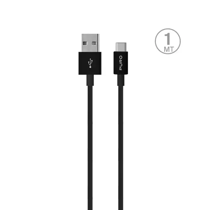 Puro White USB-A to USB-C Cable 10W 1m - Black
