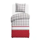 Flannel bedding set 140x200 cm, grey/red, checked — Photo 10