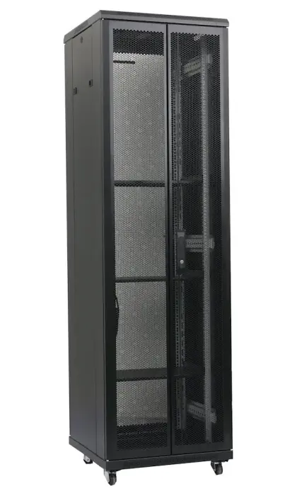 XtendLan TELCO 42U/800x1000 stojanový, melns, perforované dvoukřídlé(dvoudílné) dveře a záda