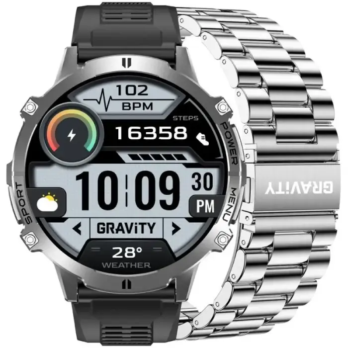 Išmanusis laikrodis Gravity Graphite Dirželis + Apyrankė GT42-3