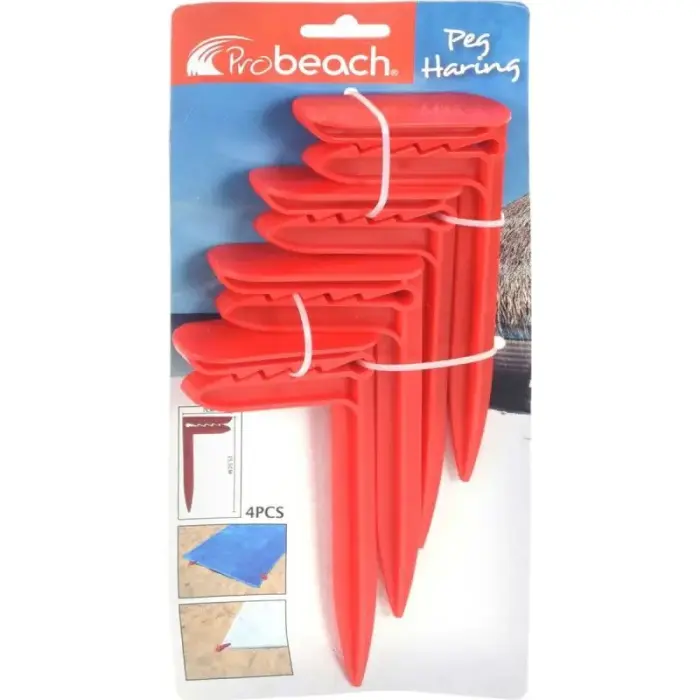 Pegs, clips, beach towel, blanket holders, 4 pieces, red