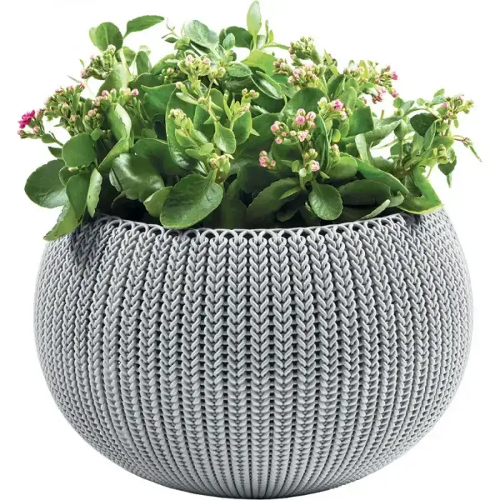 Flowerpot Cozy M With Hanging Set – Light Grey