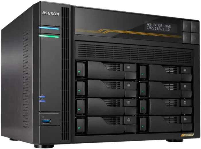 Asustor Lockerstor 8 Gen3 AS6808T   8x 2,5"/3,5" SATA III/ 16GB RAM/ Dual 10GbE Ports/ Dual 5GbE Ports/ 4x M.2 SSD