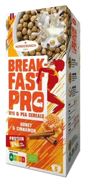 Breakfast Pro rudzu un zirņu bumbiņas ar medu un kanēli, 150g