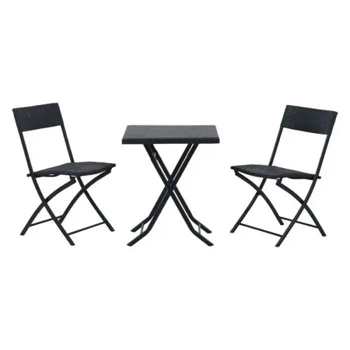 Small Black Forest garden furniture set | two chairs + black table