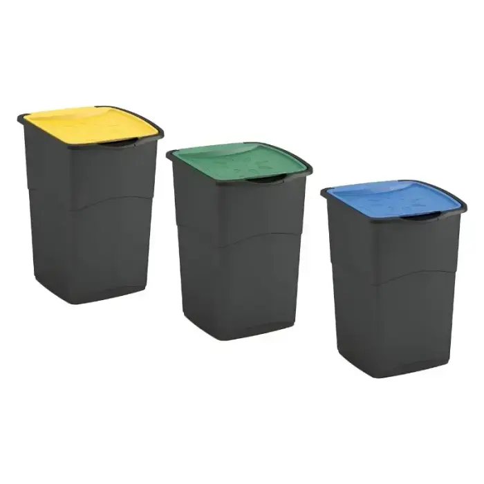Prügikastide komplekt 3 tk. Koral Bin 47L, must/segatud