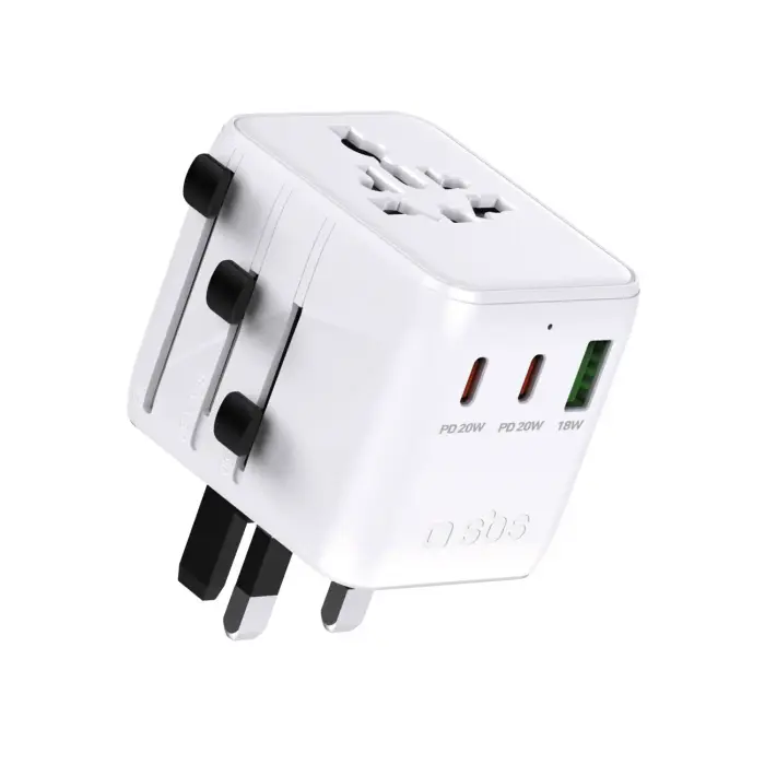 SBS Universalus kelioninis adapteris USB-C USB-A EU UK US AUS JP - Baltas