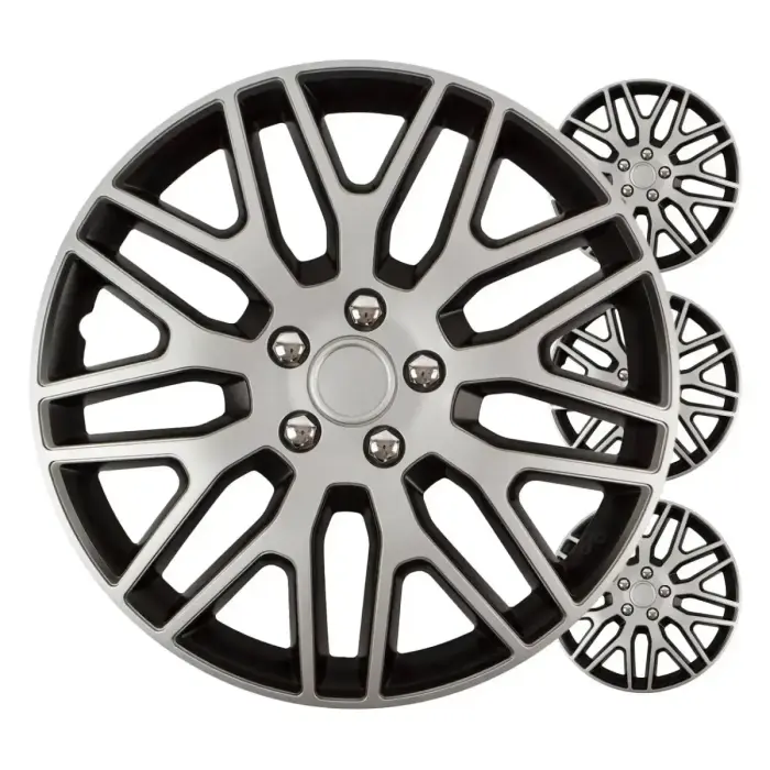 Riteņu dekoratīvo vāku komplekts Dakar 16", melns ar sudrabu, 4 gab., COLOR BOX