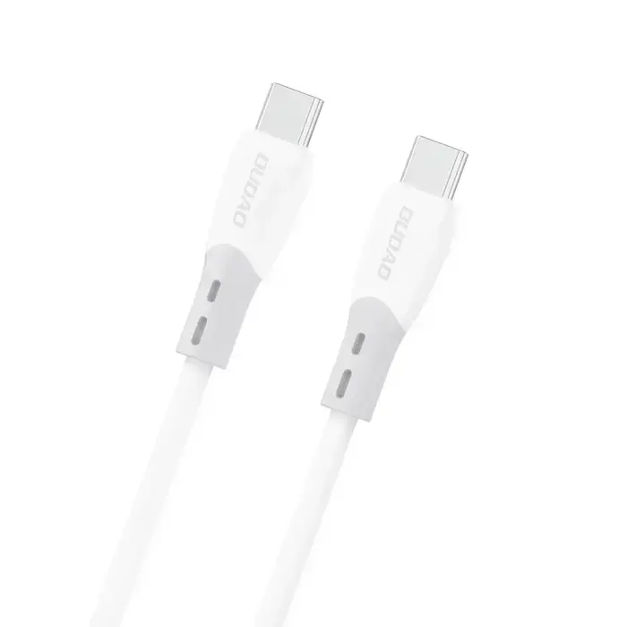 Dudao L25SC 60W USB-C kuni USB-C kaabel pehme silikoonpunutisega 2m – valge