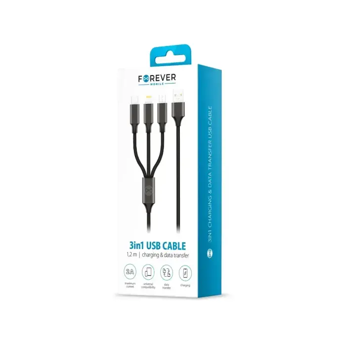 Forever 3-in-1 datu pārraides un uzlādes