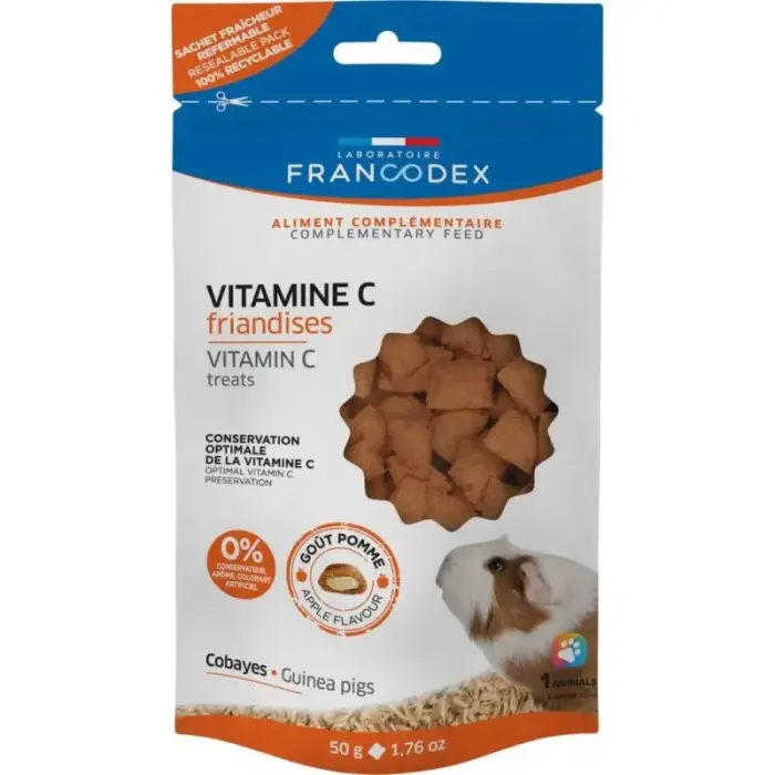 FRANCODEX Skanėstai su vitaminu C jūrų kiaulytėms 50 g