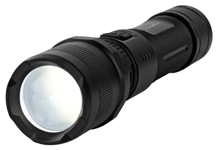 NEDIS LED svítilna/ toide z patarei/ 3,7 V DC/ 10 W/ 1000 lm/ dosah 110 m/ must
