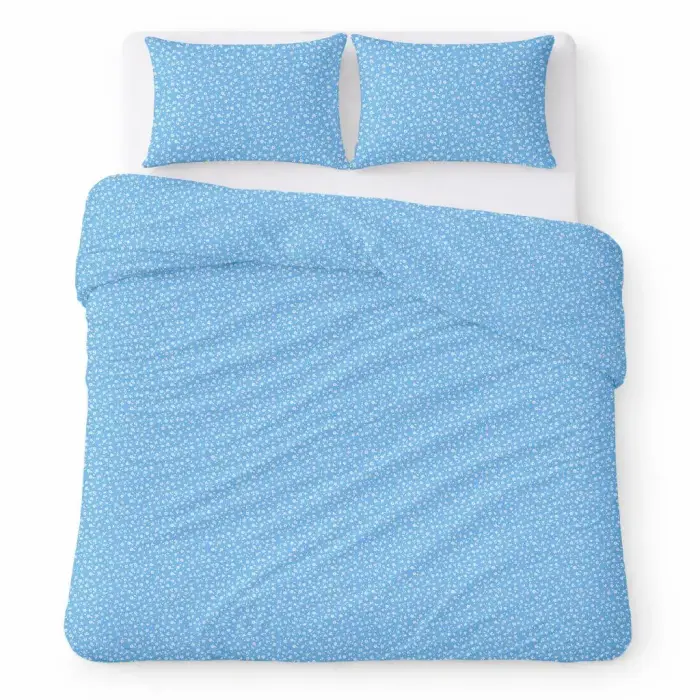 COTTON HOME Voodipesu komplekt 200x220 cm Sinine väikeste valgete lilledega