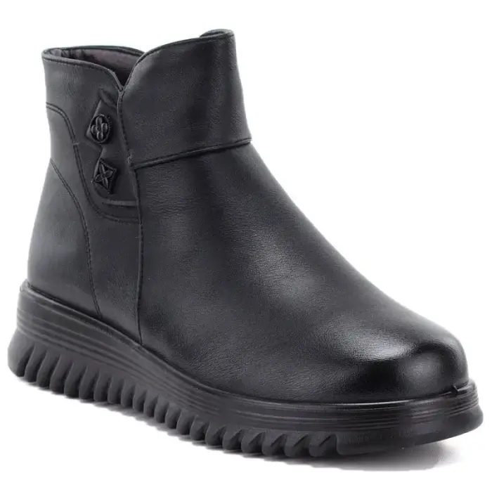 Comfortable Naiste ankle saapad with a wedge, black Potocki PT16396 - Buty: 38
