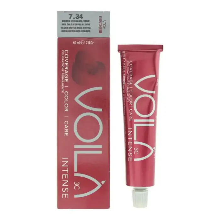 Intercosmo Voila 3C Intense Noturīga matu krāsa, 7.34 Vidēji zeltaini vara blonds, 60 ml