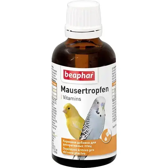 Vitaminizēts uztura bagātinātājs putniem - Beaphar Mausertropfen, 50ml