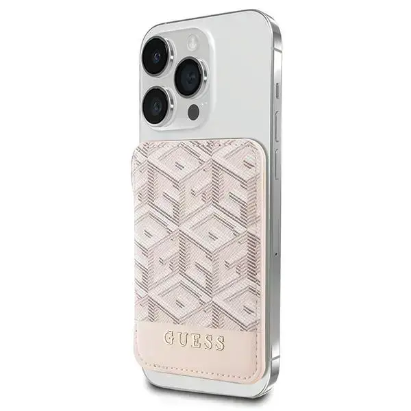 Guess Wallet Card Slot MagSafe GCube Stripe dėklas iPhone - Rožinis