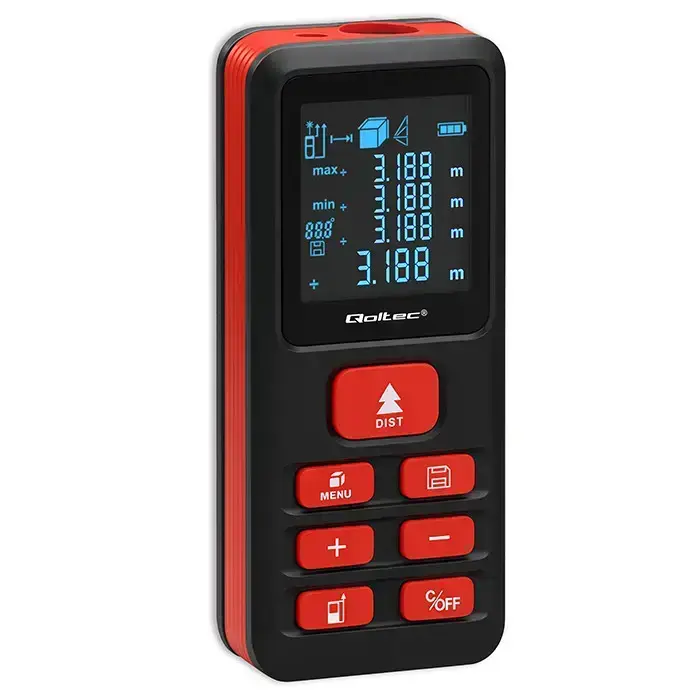 Qoltec Precise digital laser distance meter with an electronic level | LCD with backlight | 50m Photo