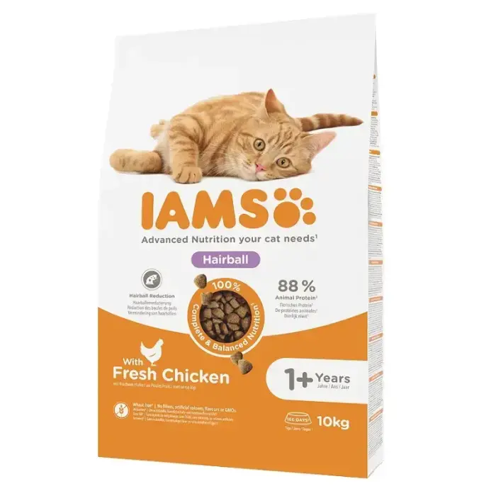 IAMS sausas kačių maistas ADULT HAIRBALL CHICKEN, 10 kg